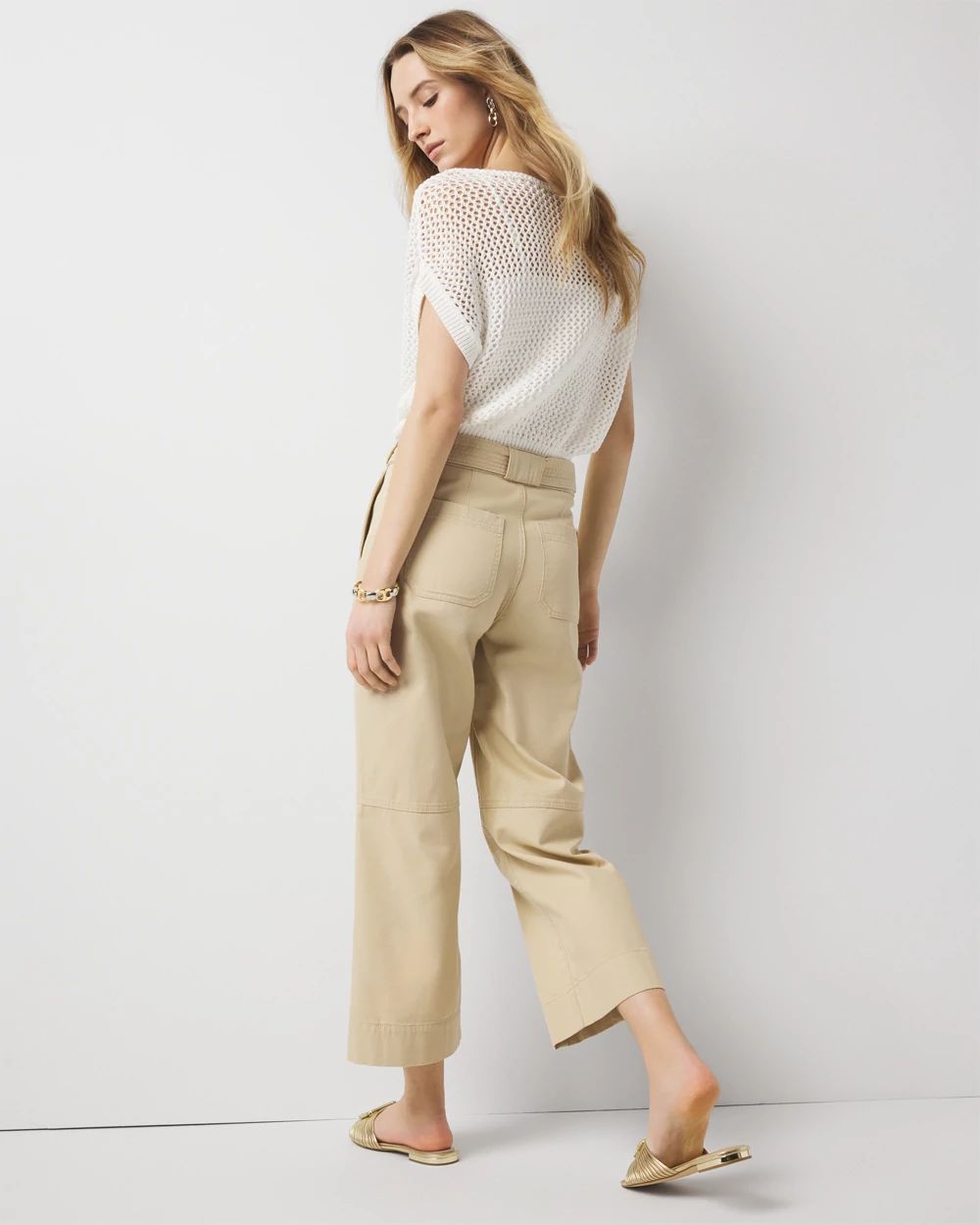 【INCHANT ME】Milk Wrap Wide Cropped Pants Tailored Wool Blend Wrap Detail Wide Leg Pants | Karen Millen